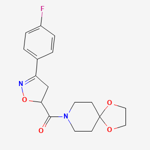 molecular formula C17H19FN2O4 B5797922 8-{[3-(4-fluorophenyl)-4,5-dihydro-5-isoxazolyl]carbonyl}-1,4-dioxa-8-azaspiro[4.5]decane 