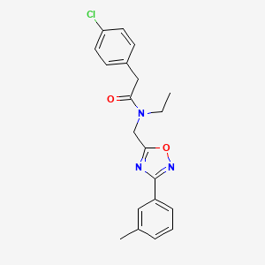 molecular formula C20H20ClN3O2 B5797928 2-(4-chlorophenyl)-N-ethyl-N-{[3-(3-methylphenyl)-1,2,4-oxadiazol-5-yl]methyl}acetamide 