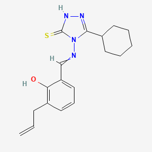molecular formula C18H22N4OS B5797936 2-allyl-6-{[(3-cyclohexyl-5-mercapto-4H-1,2,4-triazol-4-yl)imino]methyl}phenol 