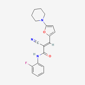 molecular formula C19H18FN3O2 B5797977 2-cyano-N-(2-fluorophenyl)-3-[5-(1-piperidinyl)-2-furyl]acrylamide 
