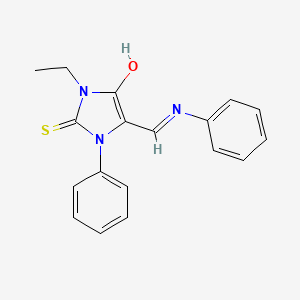 molecular formula C18H17N3OS B5798223 5-(anilinomethylene)-3-ethyl-1-phenyl-2-thioxo-4-imidazolidinone 