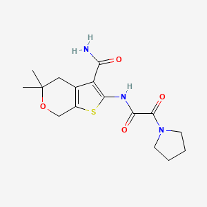 5,5-dimethyl-2-{[oxo(1-pyrrolidinyl)acetyl]amino}-4,7-dihydro-5H-thieno[2,3-c]pyran-3-carboxamide