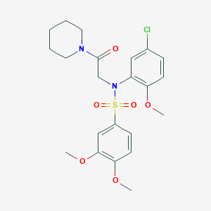 molecular formula C22H27ClN2O6S B5798378 N-(5-chloro-2-methoxyphenyl)-3,4-dimethoxy-N-[2-oxo-2-(1-piperidinyl)ethyl]benzenesulfonamide 