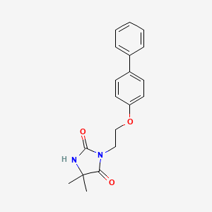 molecular formula C19H20N2O3 B5798390 3-[2-(4-biphenylyloxy)ethyl]-5,5-dimethyl-2,4-imidazolidinedione 