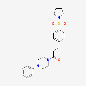 molecular formula C23H29N3O3S B5798541 1-phenyl-4-{3-[4-(1-pyrrolidinylsulfonyl)phenyl]propanoyl}piperazine 
