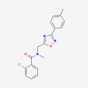 molecular formula C18H16ClN3O2 B5798678 2-chloro-N-methyl-N-{[3-(4-methylphenyl)-1,2,4-oxadiazol-5-yl]methyl}benzamide 