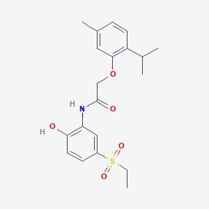 molecular formula C20H25NO5S B5798707 N-[5-(ethylsulfonyl)-2-hydroxyphenyl]-2-(2-isopropyl-5-methylphenoxy)acetamide 