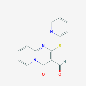 4-oxo-2-(2-pyridinylthio)-4H-pyrido[1,2-a]pyrimidine-3-carbaldehyde