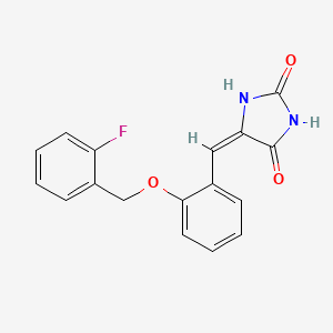 molecular formula C17H13FN2O3 B5798779 5-{2-[(2-fluorobenzyl)oxy]benzylidene}-2,4-imidazolidinedione 