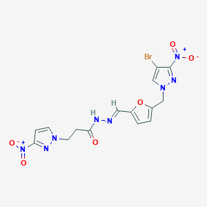 molecular formula C15H13BrN8O6 B5798790 N'-({5-[(4-bromo-3-nitro-1H-pyrazol-1-yl)methyl]-2-furyl}methylene)-3-(3-nitro-1H-pyrazol-1-yl)propanohydrazide 