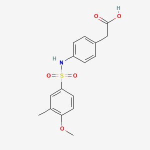 molecular formula C16H17NO5S B5798834 (4-{[(4-methoxy-3-methylphenyl)sulfonyl]amino}phenyl)acetic acid 