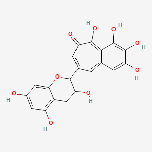 molecular formula C20H16O9 B579888 2,3,4,5-四羟基-8-(3,5,7-三羟基-3,4-二氢-2H-色烯-2-基)苯并[7]环庚烯-6-酮 CAS No. 18483-80-2