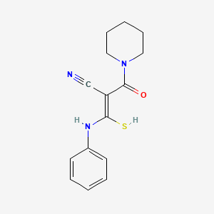 molecular formula C15H17N3OS B5799003 3-anilino-3-mercapto-2-(1-piperidinylcarbonyl)acrylonitrile 