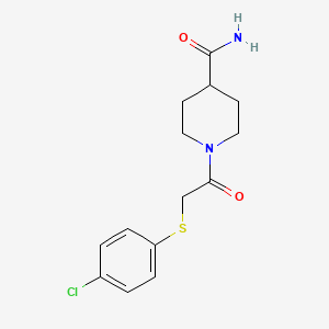 molecular formula C14H17ClN2O2S B5799330 1-{[(4-chlorophenyl)thio]acetyl}-4-piperidinecarboxamide 