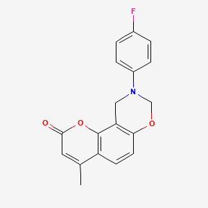 9-(4-fluorophenyl)-4-methyl-9,10-dihydro-2H,8H-chromeno[8,7-e][1,3]oxazin-2-one
