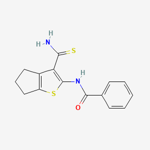 molecular formula C15H14N2OS2 B5799450 N-[3-(aminocarbonothioyl)-5,6-dihydro-4H-cyclopenta[b]thien-2-yl]benzamide 