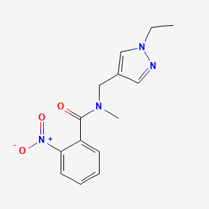 molecular formula C14H16N4O3 B5799493 N-[(1-ethyl-1H-pyrazol-4-yl)methyl]-N-methyl-2-nitrobenzamide 
