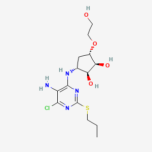 B579954 (1S,2S,3R,5S)-3-((5-amino-6-chloro-2-(propylthio)pyrimidin-4-yl)amino)-5-(2-hydroxyethoxy)cyclopentane-1,2-diol CAS No. 1402150-32-6