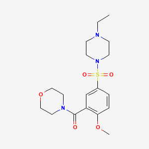 molecular formula C18H27N3O5S B5799614 4-{5-[(4-ethyl-1-piperazinyl)sulfonyl]-2-methoxybenzoyl}morpholine 