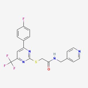 molecular formula C19H14F4N4OS B5799716 2-{[4-(4-fluorophenyl)-6-(trifluoromethyl)-2-pyrimidinyl]thio}-N-(4-pyridinylmethyl)acetamide 