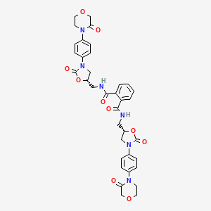 molecular formula C36H36N6O10 B579972 1,2-Benzenedicarboxamide, N1,N2-bis[[(5S)-2-oxo-3-[4-(3-oxo-4-morpholinyl)phenyl]-5-oxazolidinyl]methyl]- CAS No. 1365267-36-2