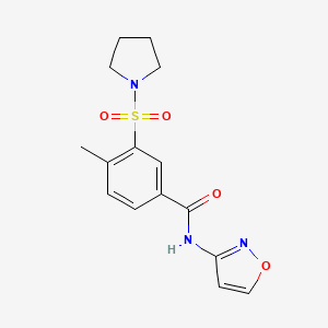 molecular formula C15H17N3O4S B5799791 N-3-isoxazolyl-4-methyl-3-(1-pyrrolidinylsulfonyl)benzamide 
