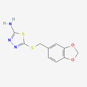 molecular formula C10H9N3O2S2 B5799832 5-[(1,3-benzodioxol-5-ylmethyl)thio]-1,3,4-thiadiazol-2-amine 