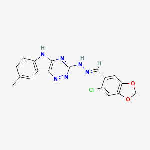 molecular formula C18H13ClN6O2 B5799906 6-chloro-1,3-benzodioxole-5-carbaldehyde (8-methyl-5H-[1,2,4]triazino[5,6-b]indol-3-yl)hydrazone 