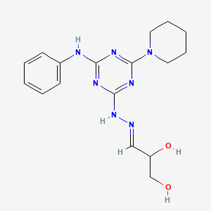 2,3-dihydroxypropanal [4-anilino-6-(1-piperidinyl)-1,3,5-triazin-2-yl]hydrazone