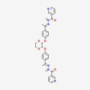 molecular formula C32H30N6O6 B5799963 N',N''-[1,4-dioxane-2,3-diylbis(oxy-4,1-phenylene-1-ethyl-1-ylidene)]dinicotinohydrazide 