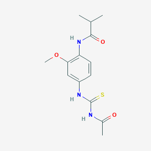 molecular formula C14H19N3O3S B5799969 N-(4-{[(acetylamino)carbonothioyl]amino}-2-methoxyphenyl)-2-methylpropanamide 