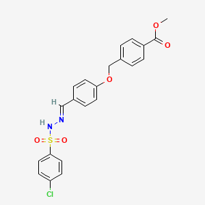 molecular formula C22H19ClN2O5S B5800070 methyl 4-[(4-{2-[(4-chlorophenyl)sulfonyl]carbonohydrazonoyl}phenoxy)methyl]benzoate 