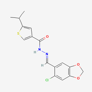 molecular formula C16H15ClN2O3S B5800116 N'-[(6-chloro-1,3-benzodioxol-5-yl)methylene]-5-isopropyl-3-thiophenecarbohydrazide 