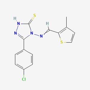 molecular formula C14H11ClN4S2 B5800129 5-(4-chlorophenyl)-4-{[(3-methyl-2-thienyl)methylene]amino}-4H-1,2,4-triazole-3-thiol 