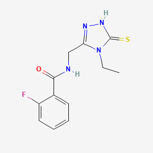 molecular formula C12H13FN4OS B5800230 N-[(4-ethyl-5-mercapto-4H-1,2,4-triazol-3-yl)methyl]-2-fluorobenzamide 