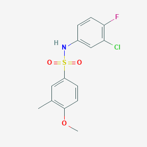 molecular formula C14H13ClFNO3S B5800357 N-(3-chloro-4-fluorophenyl)-4-methoxy-3-methylbenzenesulfonamide 