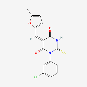 molecular formula C16H11ClN2O3S B5800371 1-(3-chlorophenyl)-5-[(5-methyl-2-furyl)methylene]-2-thioxodihydro-4,6(1H,5H)-pyrimidinedione 