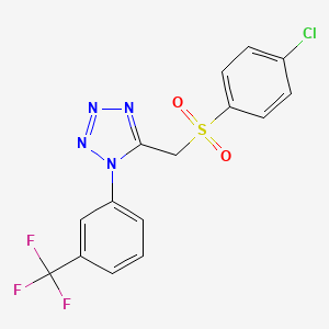 molecular formula C15H10ClF3N4O2S B5800424 5-{[(4-chlorophenyl)sulfonyl]methyl}-1-[3-(trifluoromethyl)phenyl]-1H-tetrazole 