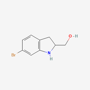 molecular formula C9H10BrNO B580043 (6-溴-2,3-二氢-1H-吲哚-2-基)甲醇 CAS No. 1391330-96-3