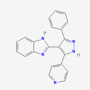molecular formula C21H15N5 B5800446 2-[3-phenyl-5-(4-pyridinyl)-1H-pyrazol-4-yl]-1H-benzimidazole 