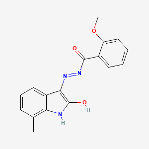 molecular formula C17H15N3O3 B5800449 2-methoxy-N'-(7-methyl-2-oxo-1,2-dihydro-3H-indol-3-ylidene)benzohydrazide 