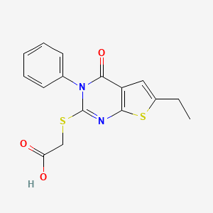 molecular formula C16H14N2O3S2 B5800500 [(6-ethyl-4-oxo-3-phenyl-3,4-dihydrothieno[2,3-d]pyrimidin-2-yl)thio]acetic acid 