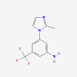 molecular formula C11H10F3N3 B580053 3-(2-Methyl-1H-imidazole-1-yl)-5-(trifluoromethyl)aniline CAS No. 641571-06-4