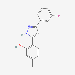molecular formula C16H13FN2O B5800541 2-[5-(3-fluorophenyl)-1H-pyrazol-3-yl]-5-methylphenol 