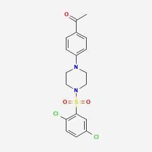 molecular formula C18H18Cl2N2O3S B5800590 1-(4-{4-[(2,5-dichlorophenyl)sulfonyl]-1-piperazinyl}phenyl)ethanone 