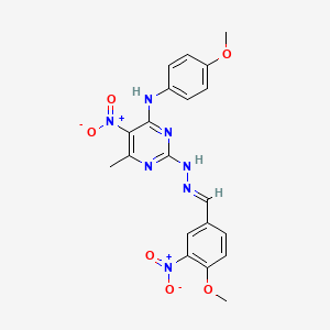 molecular formula C20H19N7O6 B5800663 4-methoxy-3-nitrobenzaldehyde {4-[(4-methoxyphenyl)amino]-6-methyl-5-nitro-2-pyrimidinyl}hydrazone 