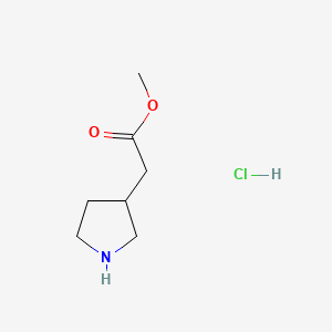 molecular formula C7H14ClNO2 B580069 2-(吡咯烷-3-基)乙酸甲酯盐酸盐 CAS No. 1126794-67-9