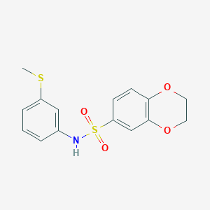 molecular formula C15H15NO4S2 B5800707 N-[3-(methylthio)phenyl]-2,3-dihydro-1,4-benzodioxine-6-sulfonamide 
