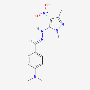 molecular formula C14H18N6O2 B5801253 4-(dimethylamino)benzaldehyde (1,3-dimethyl-4-nitro-1H-pyrazol-5-yl)hydrazone 