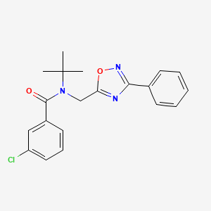 N-(tert-butyl)-3-chloro-N-[(3-phenyl-1,2,4-oxadiazol-5-yl)methyl]benzamide
